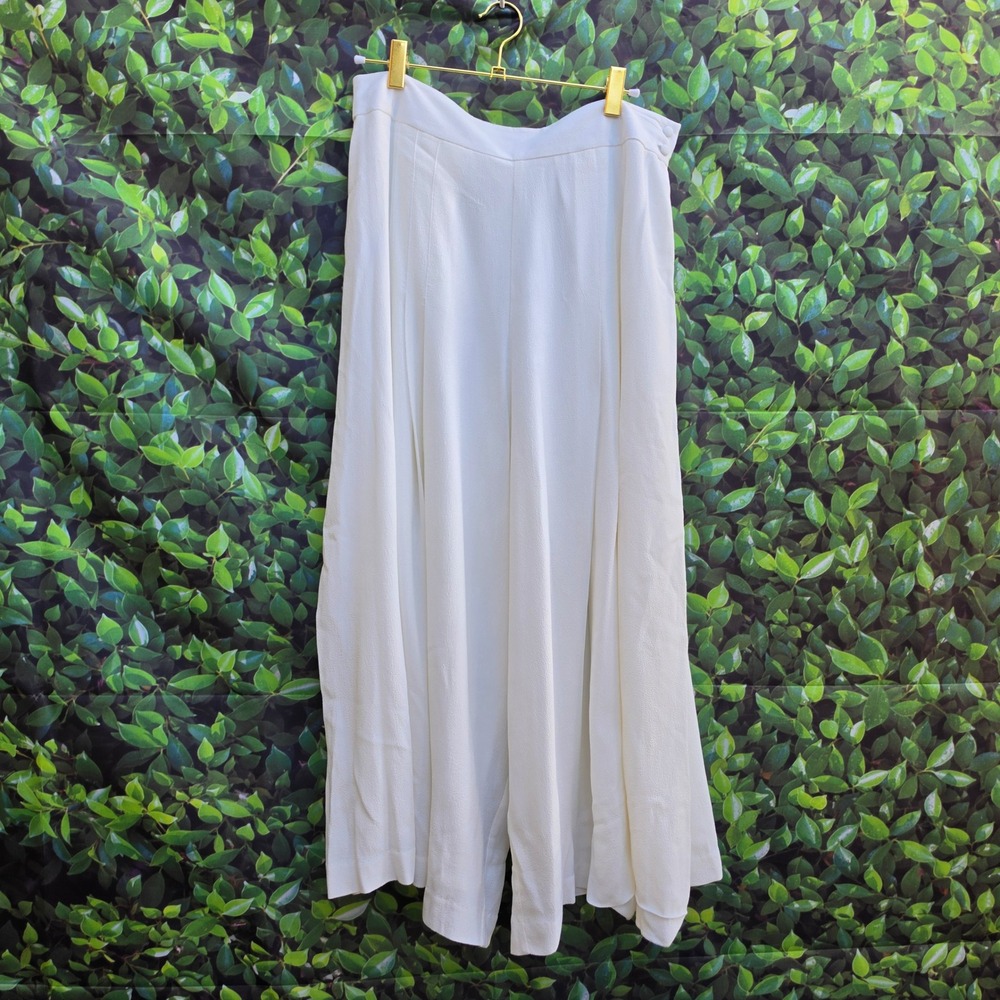 1.STATE Womens Ivory White Pleated Wide Leg Culotte Pants Size 10 High Waist